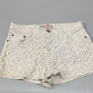 Mossimo Supply Co. Cream Crochet Lace Jean Shorts